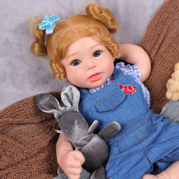 Babeside Stella 16'' Full Silicone Reborn Baby Doll Blue Suit Charming Girl
