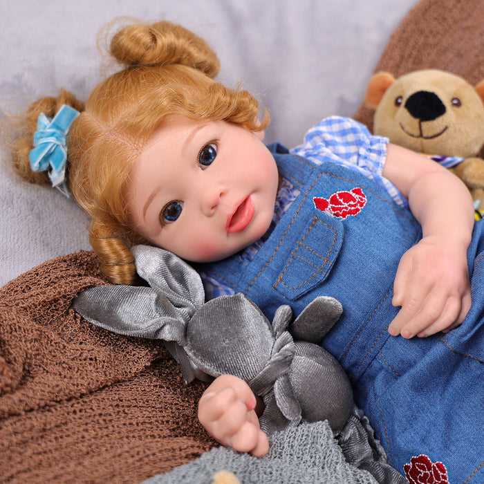 Babeside Stella 16'' Full Silicone Reborn Baby Doll Blue Suit Charming Girl