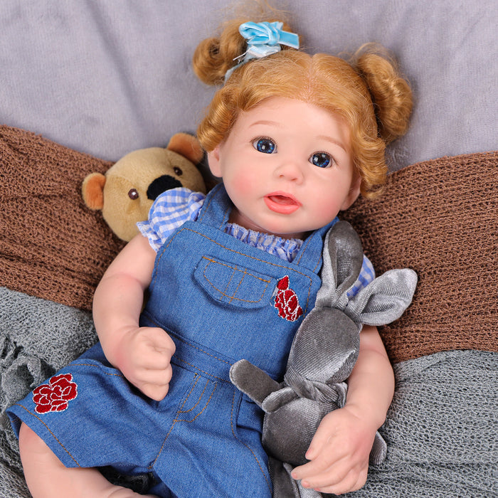 Babeside Stella 16'' Full Silicone Reborn Baby Doll Blue Suit Charming Girl