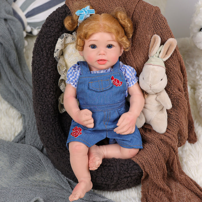 Babeside Stella 16'' Full Silicone Reborn Baby Doll Blue Suit Charming Girl