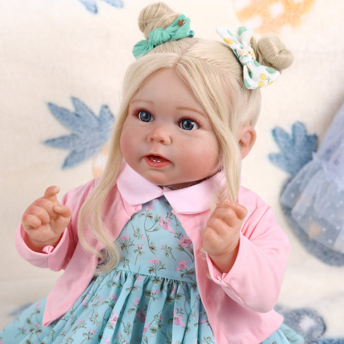 Babeside Stella 20'' Awake Realistic Green Skirt Blue Eyes Baby Girl