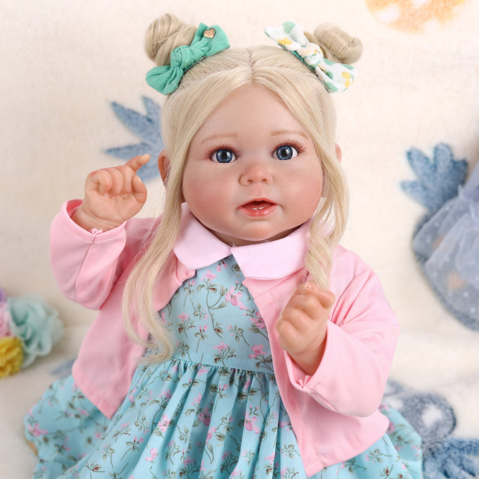 Babeside Stella 20'' Awake Realistic Green Skirt Blue Eyes Baby Girl