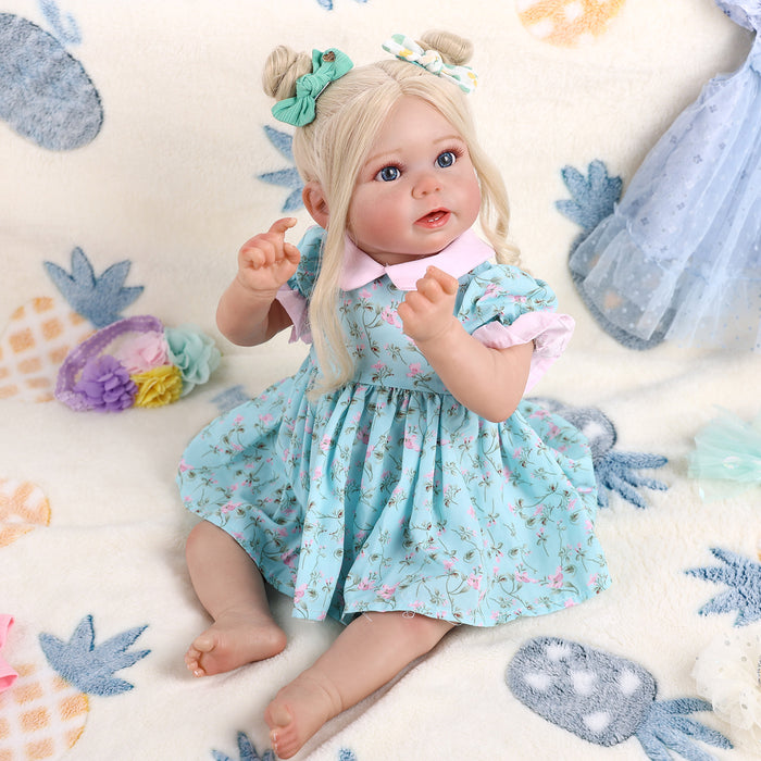 Babeside Stella 20'' Awake Realistic Green Skirt Blue Eyes Baby Girl