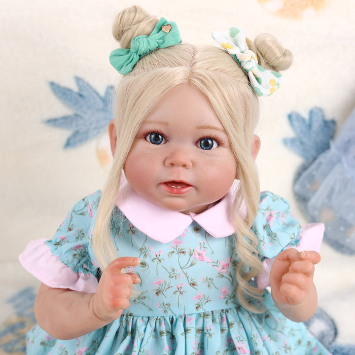 Babeside Stella 20'' Awake Realistic Green Skirt Blue Eyes Baby Girl