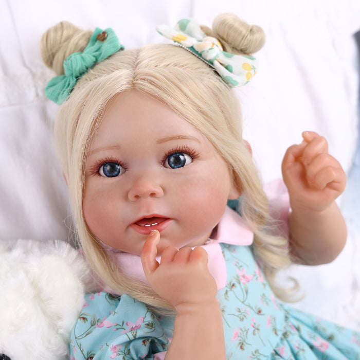 Babeside Stella 20'' Awake Realistic Green Skirt Blue Eyes Baby Girl