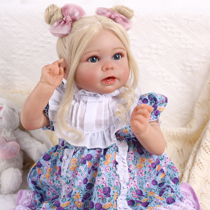 Babeside Stella 20'' Awake Realistic Purple Court Style Blue Eyes Baby Girl