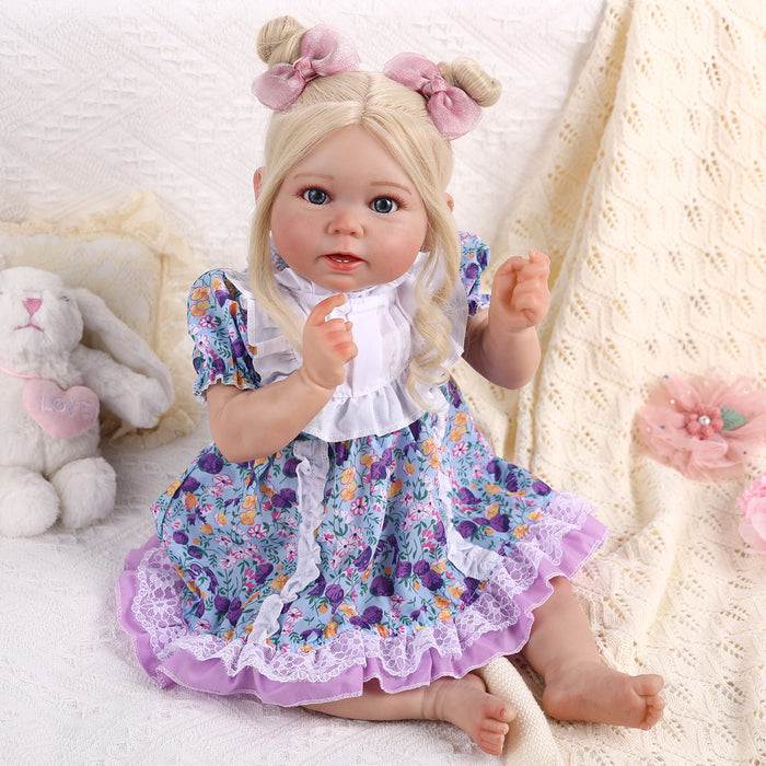 Babeside Stella 20'' Awake Realistic Purple Court Style Blue Eyes Baby Girl