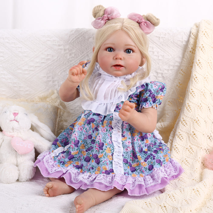 Babeside Stella 20'' Awake Realistic Purple Court Style Blue Eyes Baby Girl