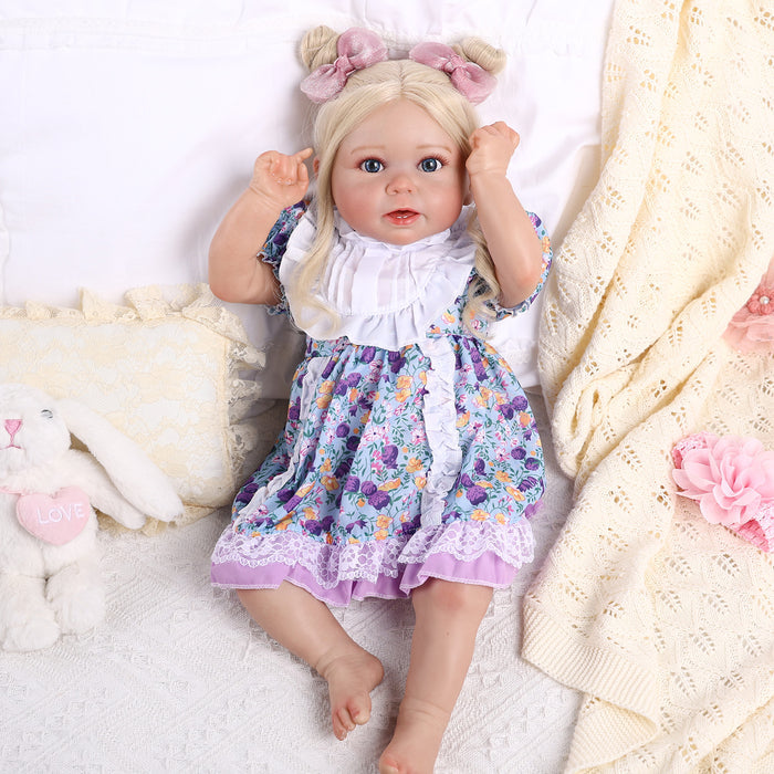 Babeside Stella 20'' Awake Realistic Purple Court Style Blue Eyes Baby Girl