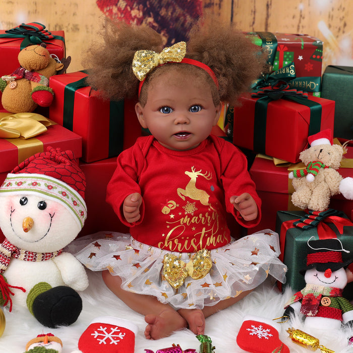 Babeside Stella 20'' Christmas Golden Elk White Skirt African American Princess