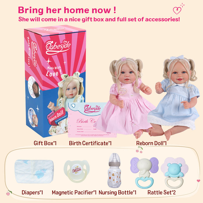 Babeside Stella & Doreen 20'' Realistic Reborn Baby Girl Doll Twins Beautiful Minimalist Dress