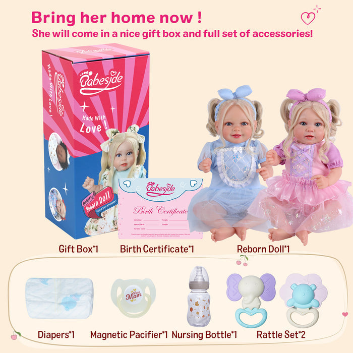 Babeside Stella & Doreen 20'' Realistic Reborn Baby Girl Doll Twins Beautiful Princess Dress
