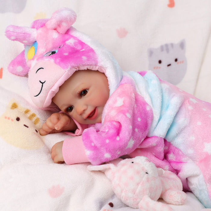 Babeside Sunny 17'' Reborn Baby Doll Brown Eyes Awake Smiling Charming Girl - Pink Style