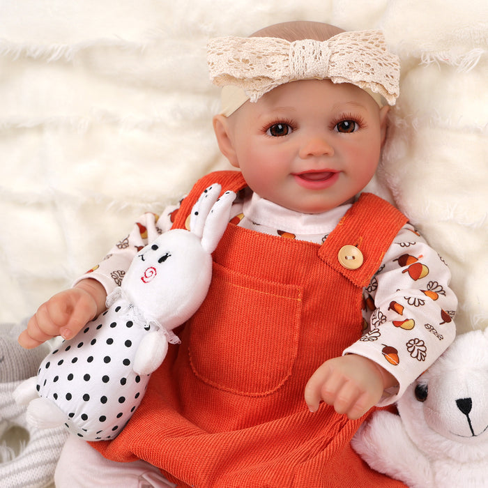 Babeside Sunny 17'' Reborn Baby Doll Brown Eyes Awake Smiling Girl Adorable - Orange Style
