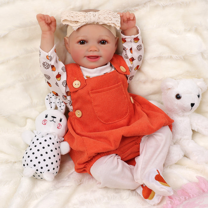 Babeside Sunny 17'' Reborn Baby Doll Brown Eyes Awake Smiling Girl Adorable - Orange Style