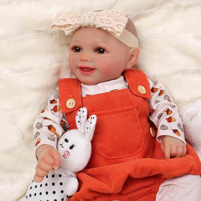 Babeside Sunny 17'' Reborn Baby Doll Brown Eyes Awake Smiling Girl Adorable - Orange Style