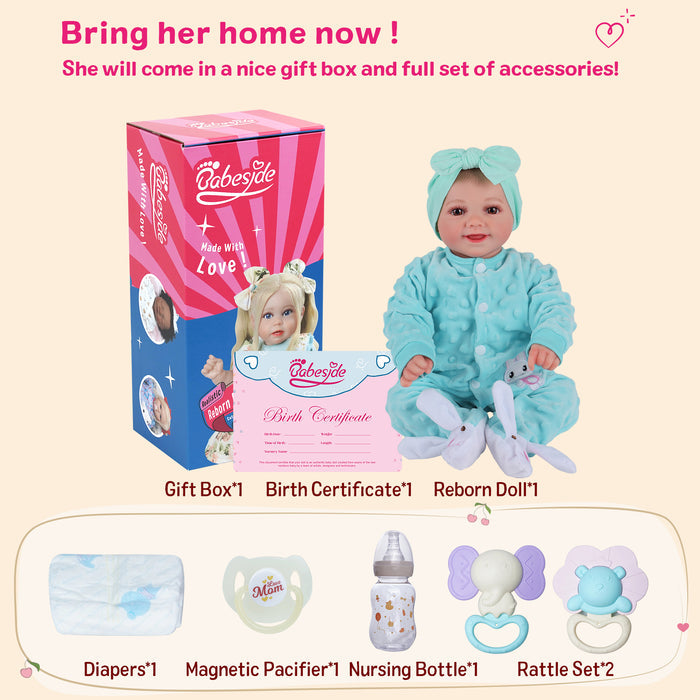 Babeside Sunny 17'' Reborn Baby Doll Girl Soft And Lovely Mint Sweetheart
