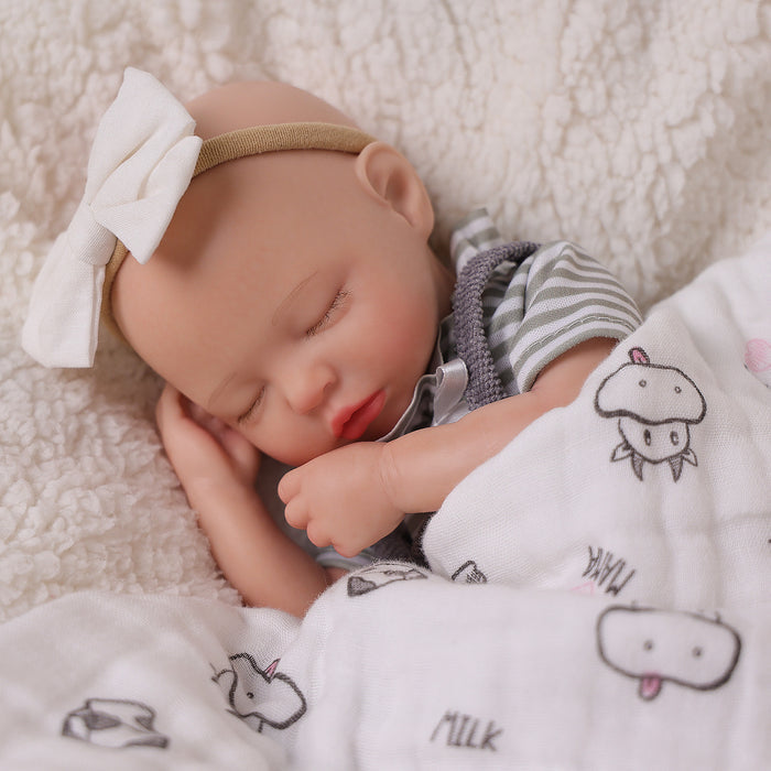 Babeside Tara 12" Full Silicone Reborn Baby Girl Lifelike Sleeping Lovely Grey Sweet