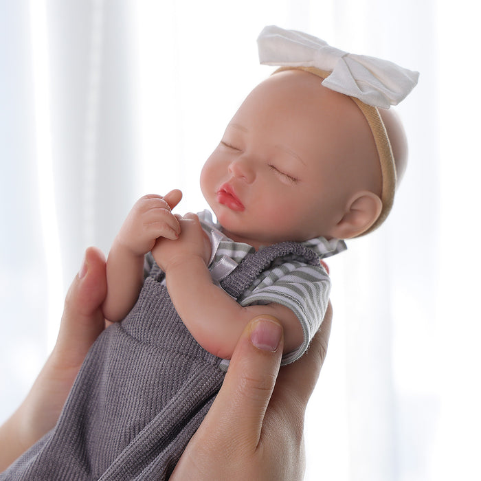 Babeside Tara 12" Full Silicone Reborn Baby Girl Lifelike Sleeping Lovely Grey Sweet