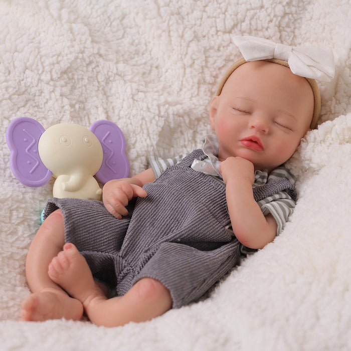 Babeside Tara 12" Full Silicone Reborn Baby Girl Lifelike Sleeping Lovely Grey Sweet