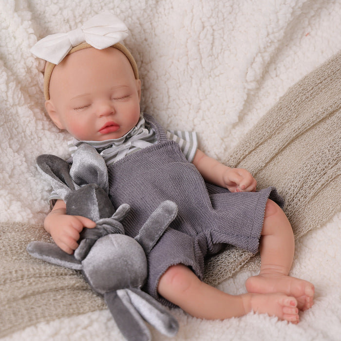 Babeside Tara 12" Full Silicone Reborn Baby Girl Lifelike Sleeping Lovely Grey Sweet