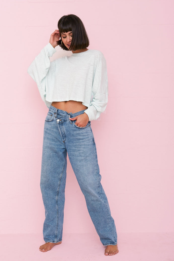 Basic Long Sleeve Cropped Top