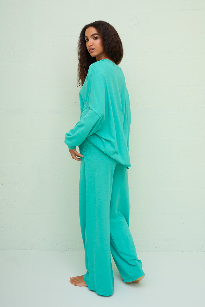 Basic PJ Pullover Top & Wide Leg Pant Set