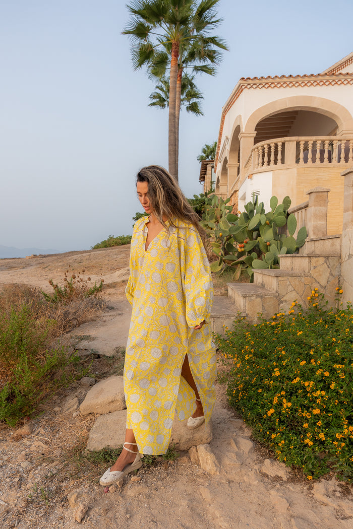 Block Print Boho Maxi Dress
