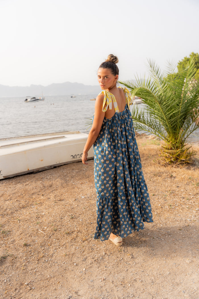 Block Print Low Back Dress