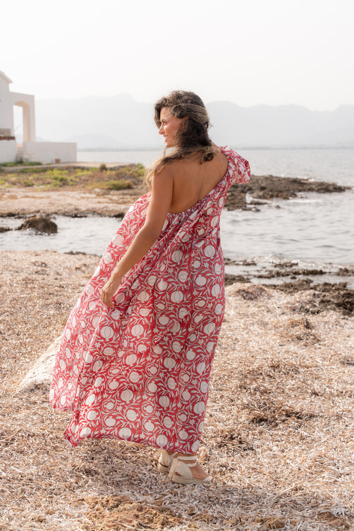 Block Print One Shoulder Dress