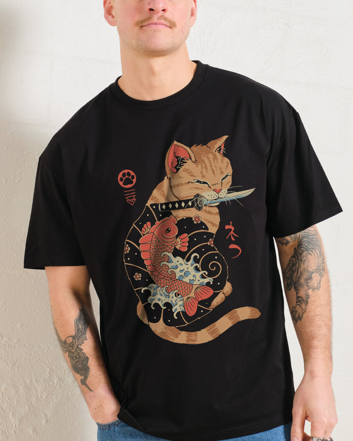 Carp Tattooed Cat T-Shirt Australia Online