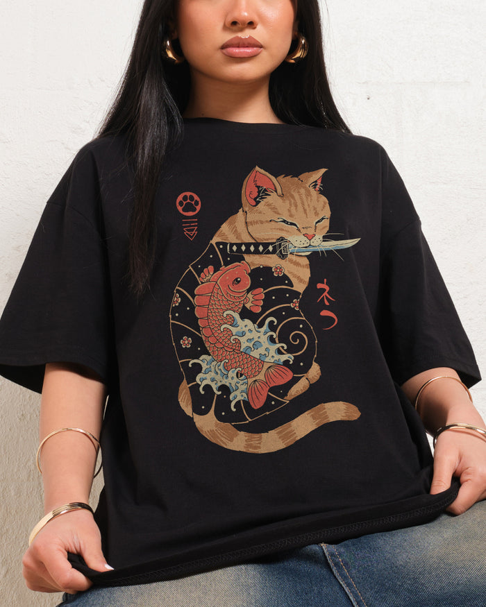 Carp Tattooed Cat T-Shirt Australia Online