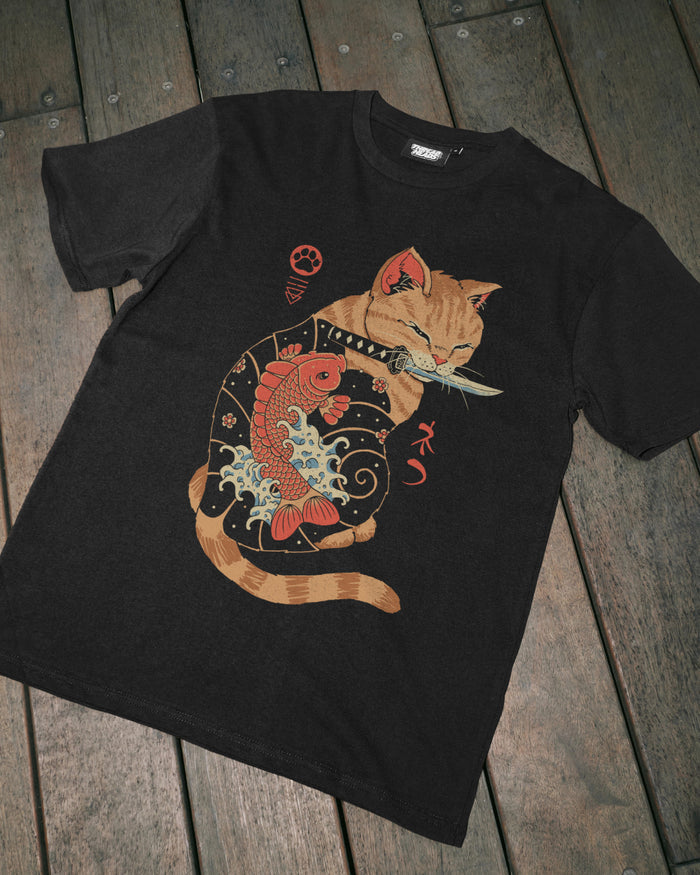 Carp Tattooed Cat T-Shirt Australia Online