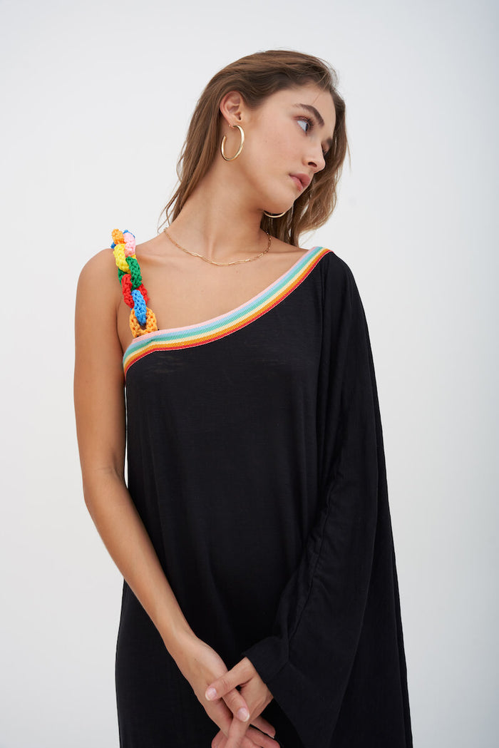 Chain One Shoulder Maxi Dress