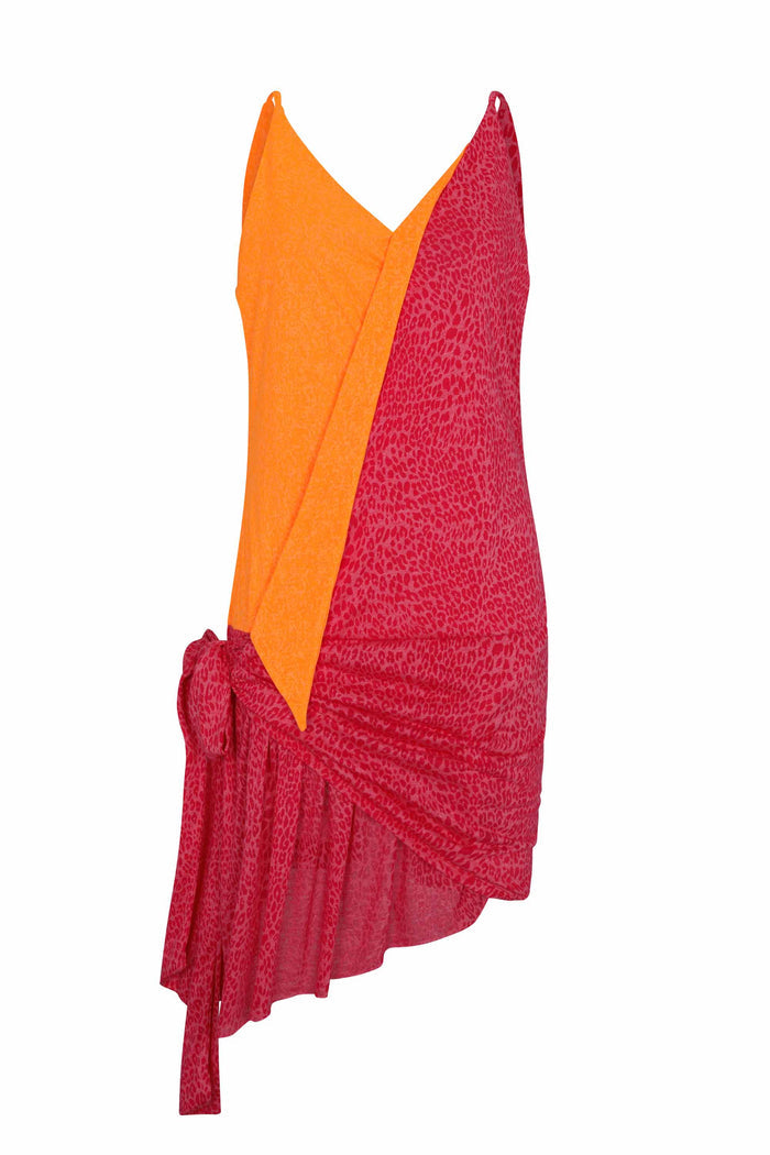 Colorblock Crossover Wrap Mini Dress
