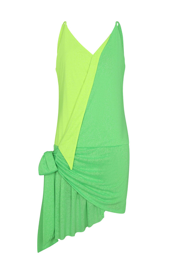 Colorblock Crossover Wrap Mini Dress