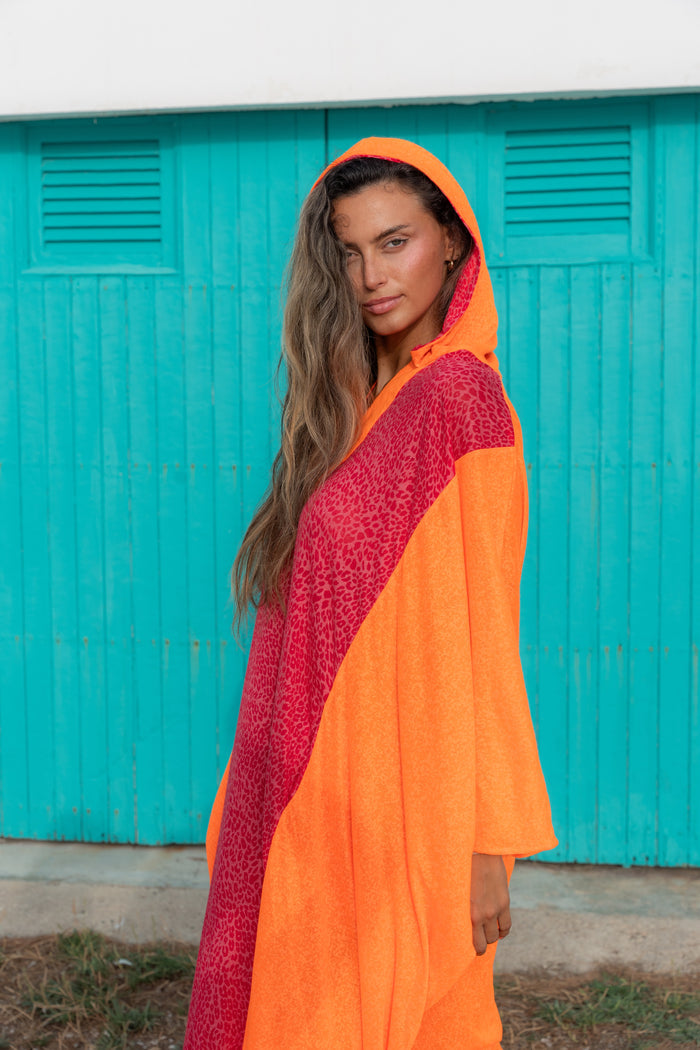 Colorblock Hooded Kaftan