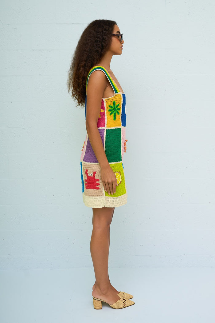 Crochet Patchwork Mini Dress
