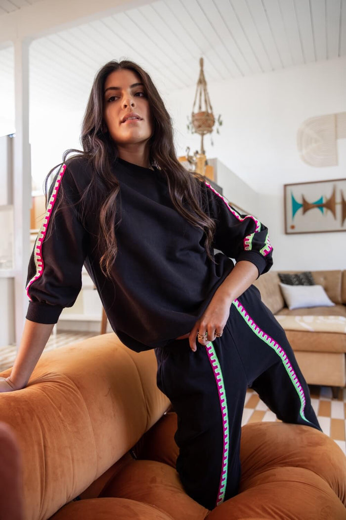 Cropped Sleeve Pullover & Pants Set