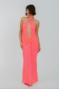 Cutout Halter Ruched Maxi