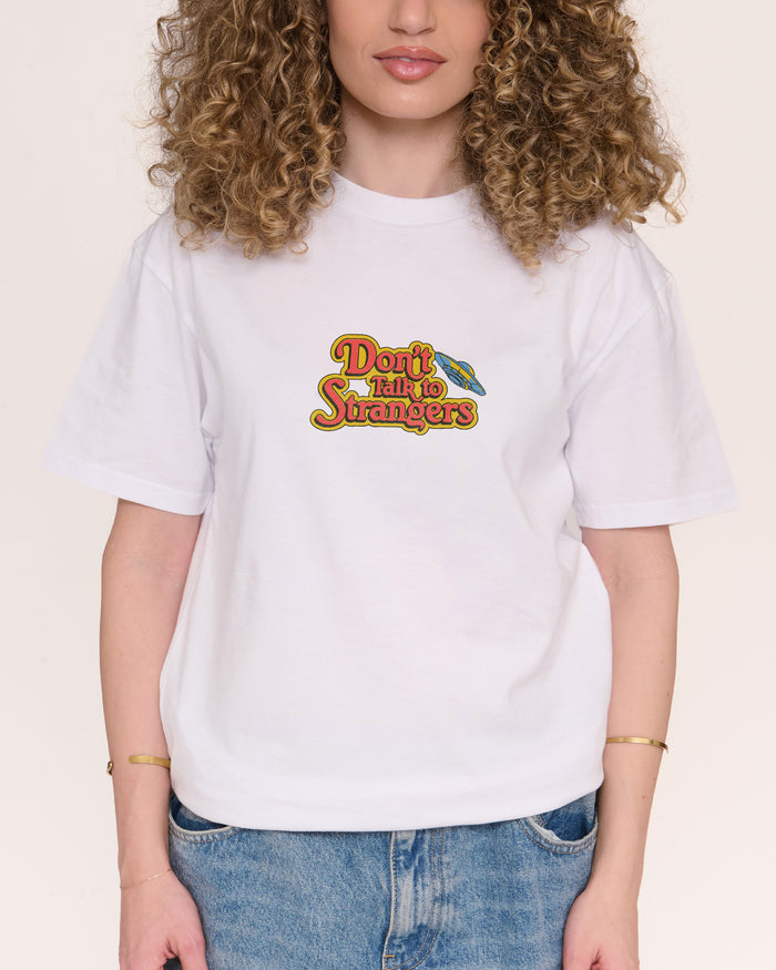 Don't Talk to Strangers Front and Back T-Shirt – view 4