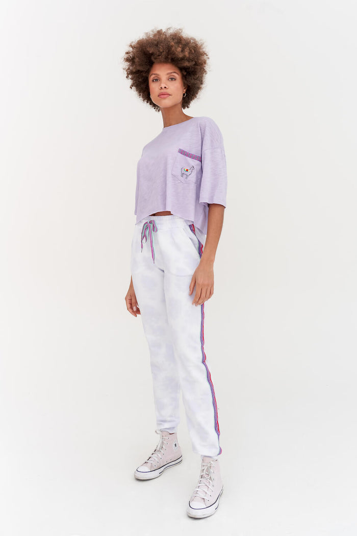 Embroidered Llama Crop Top