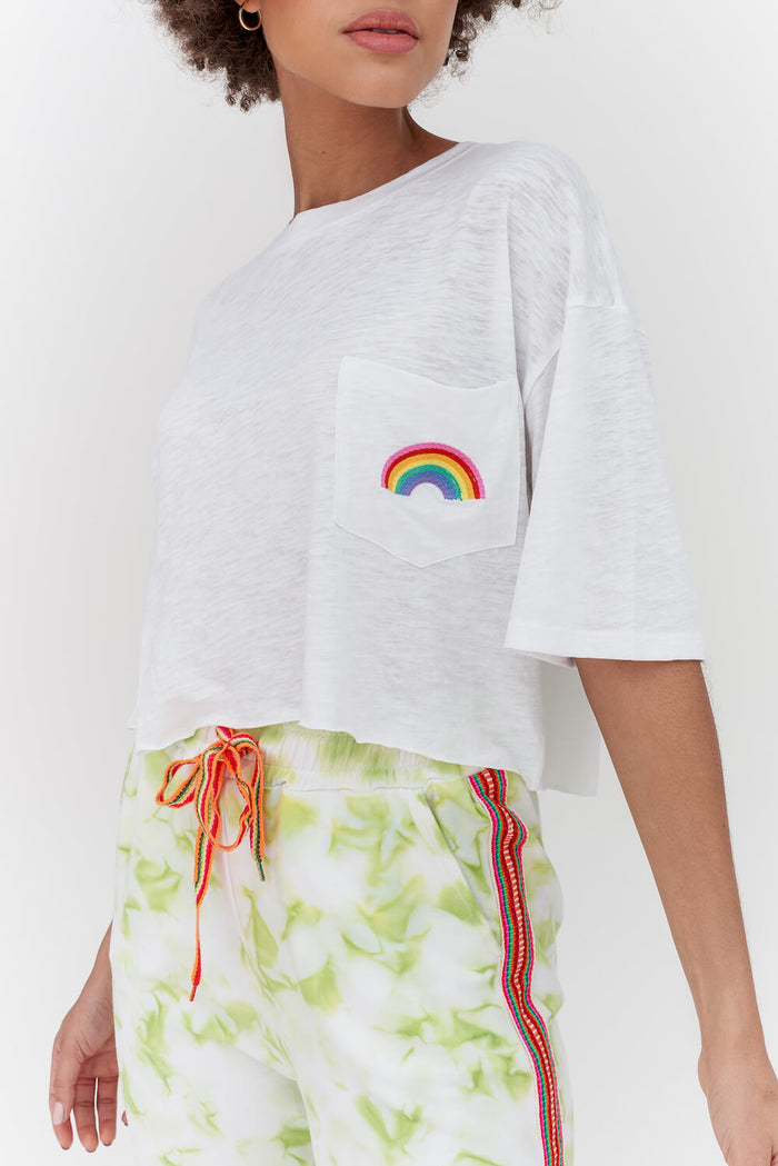 Embroidered Rainbow Crop Top