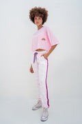 Embroidered Rainbow Crop Top