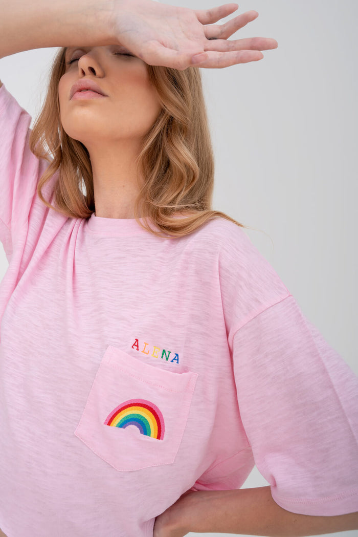 Embroidered Rainbow Crop Top