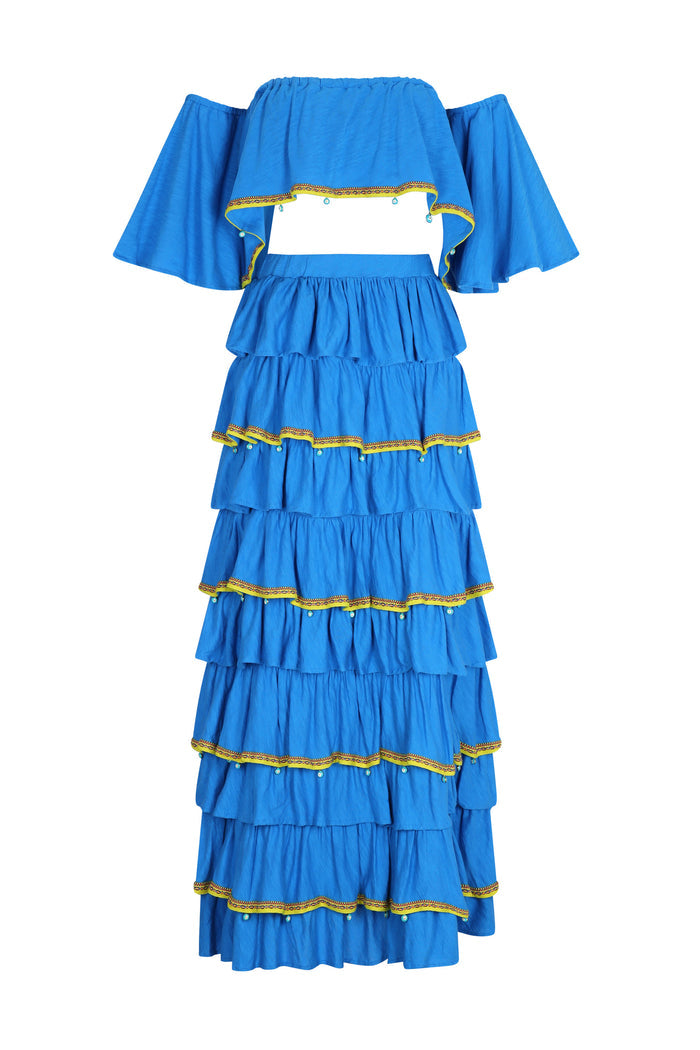 Evil Eye Strapless Top & Maxi Skirt Set