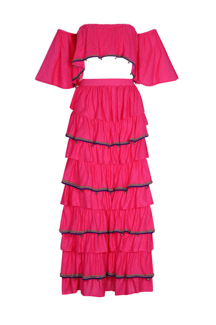 Evil Eye Strapless Top & Maxi Skirt Set