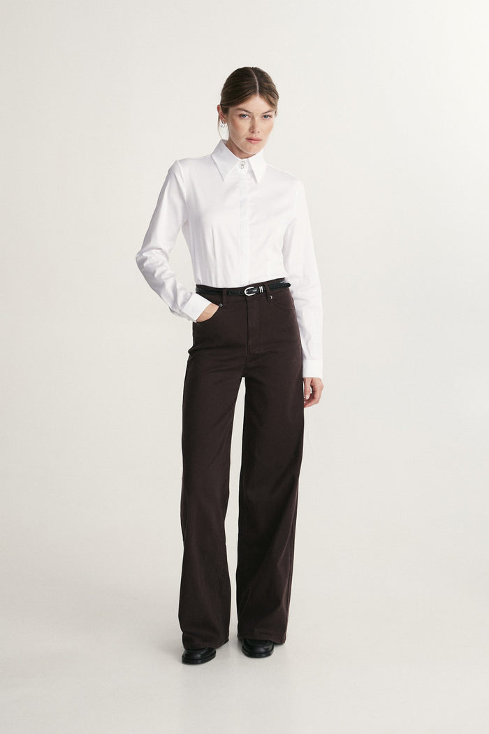 fitted high neck shirt
