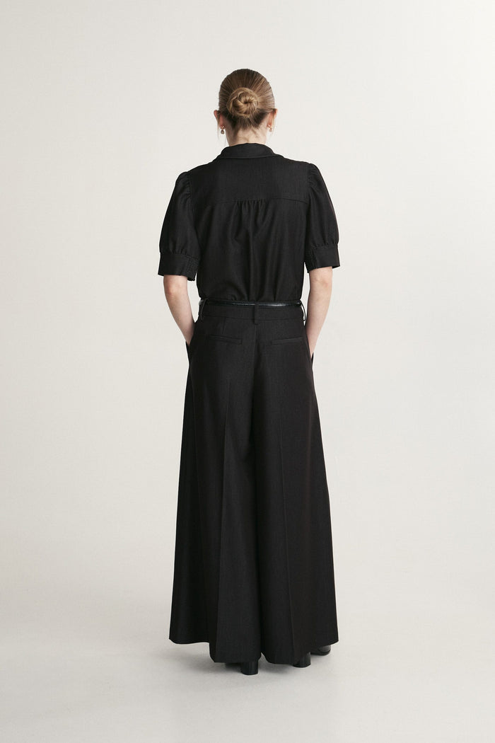 High waist extra wide leg fluid pant