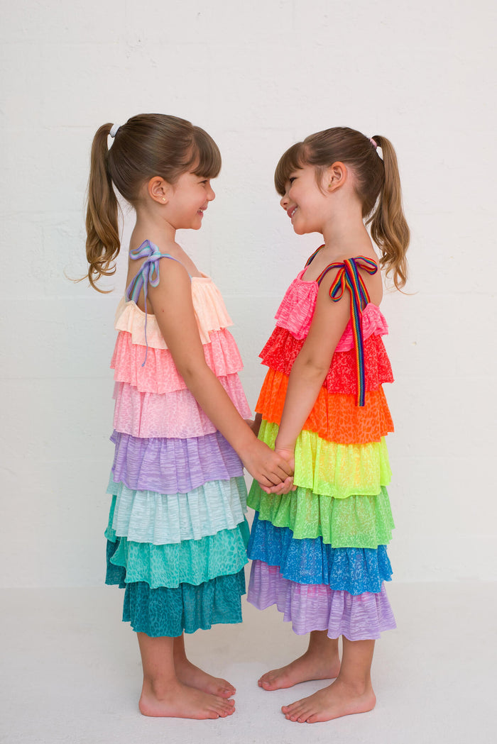 Kids Rainbow Tiered Dress